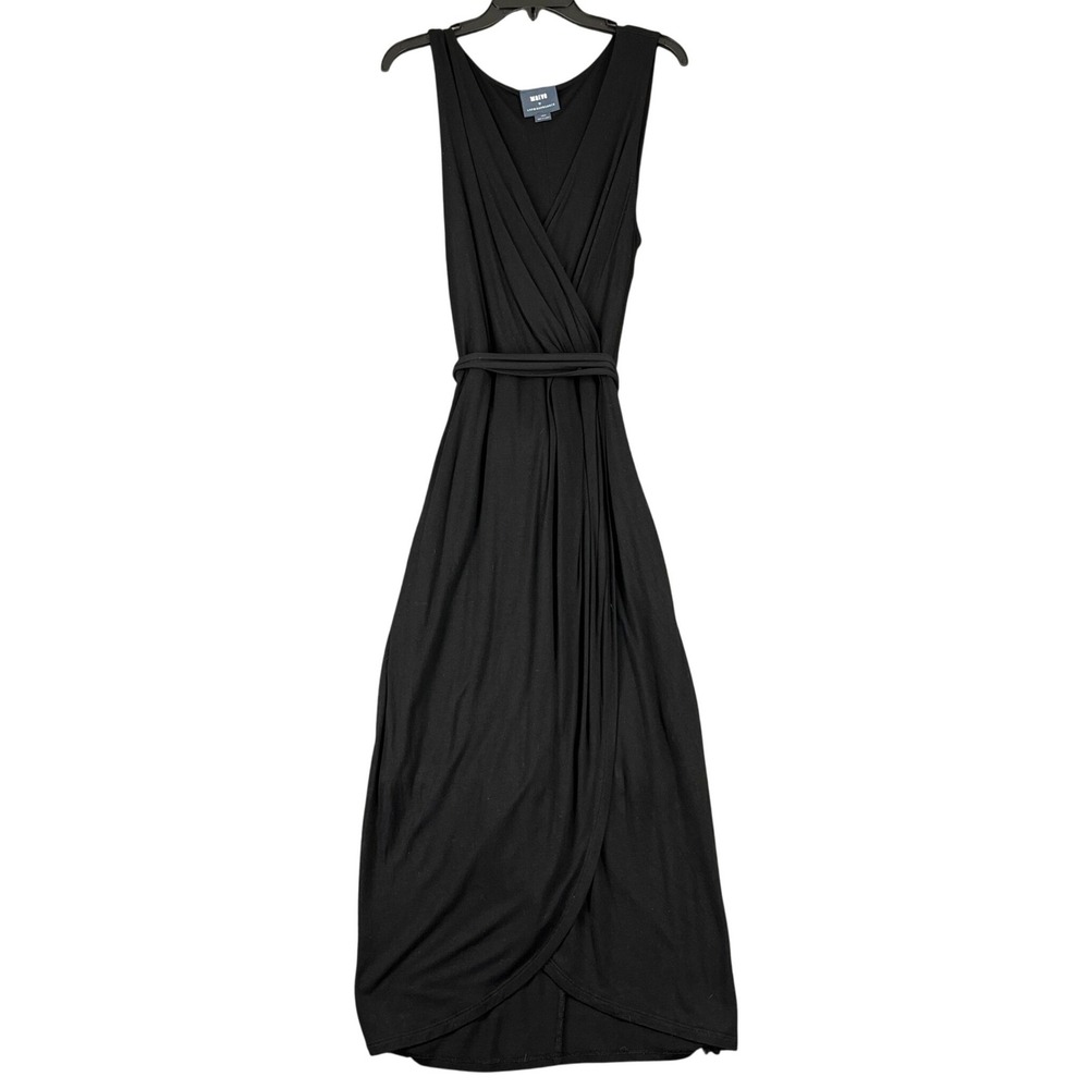 Maeve Anthropologie Wrap Midi Dress Size L Sleeveless Tie Waist V-Neck Cocktail